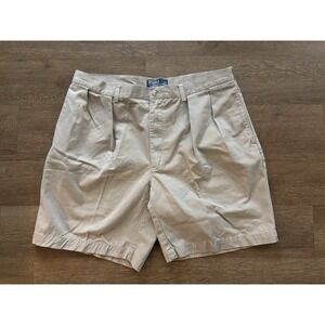 Polo Ralph Lauren Shorts Mens 40‎ Tyler Chino Resort Casual Cotton Pleated Khaki